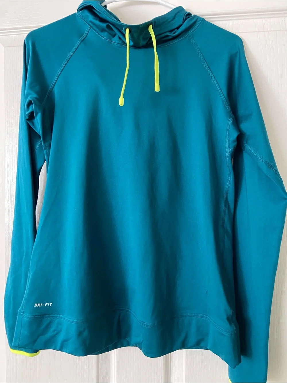 Nike Teal Hoodie with Neon Yellow Drawcords